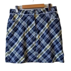 Emerald 18 blue yellow plaid mini golf skort size 10